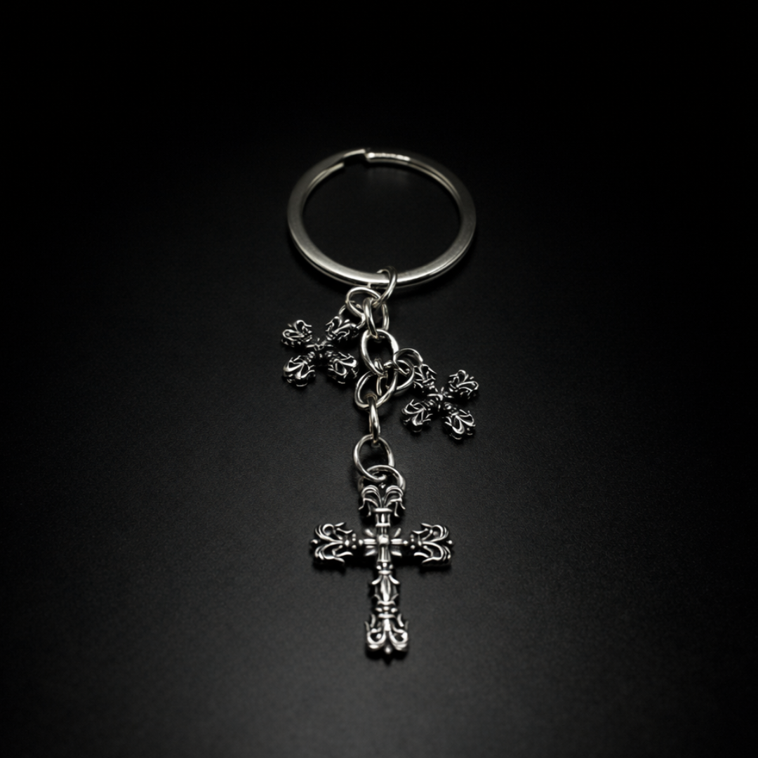 CROSS Keychain Stainless Steel Kreuz Schlüsselanhänger Silber Streetwear
