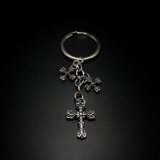CROSS Keychain Stainless Steel Kreuz Schlüsselanhänger Silber Streetwear

