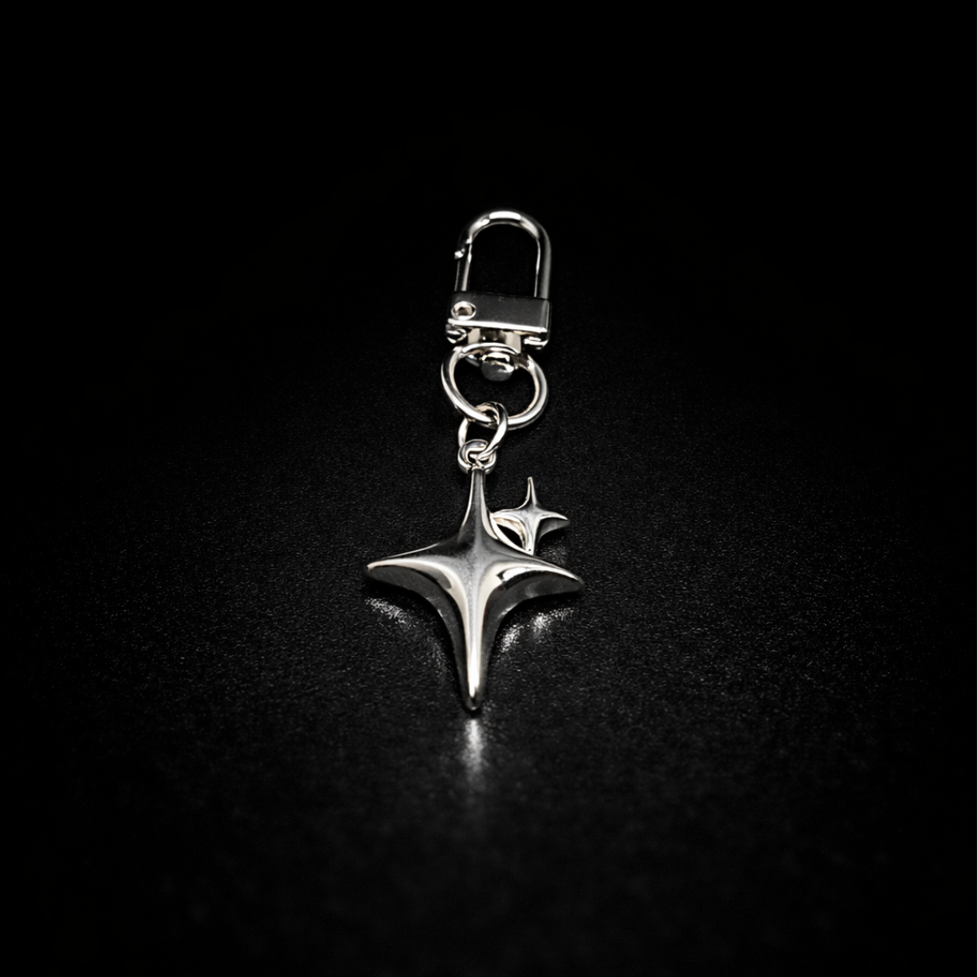 STAR Keychain Stainless Steel Schlüsselanhänger Stern Silber Streetwear
